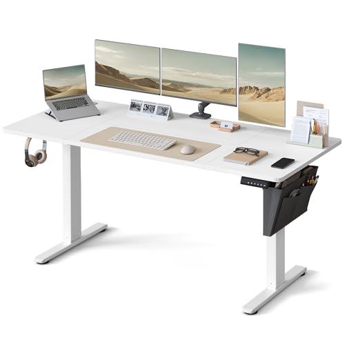 SONGMICS Scrivania Regolabile in Altezza Elettrica, 160 x 70 cm, Scrivania Elettrica, Tavolo con Memoria per 4 Altezze, Porta USB-C, Bianco Nuvola LSD136W01