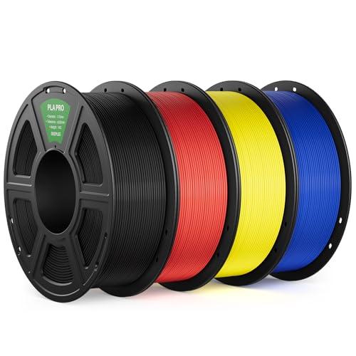 DEEPLEE PLA PRO Filamento 1,75 mm, Filamento Stampati in 3D Maggiore Tenacia, Precisione Dimensionale +/- 0,02 mm, Facile da Stampare, per Stampanti 3D FDM 4KG Nero Rosso Giallo Blu