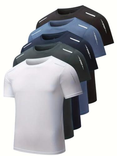 Maglietta Sportiva da Uomo, in Seta di Ghiaccio, ad Asciugatura Rapida, a Maniche Corte, Traspirante, per Corsa, Allenamento (1 Pezzo), Bianco, M