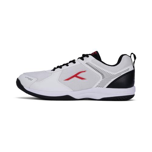 HUNDRED Court Star Non-Marking Professional Badminton Shoes for Mens (White/Black, EU 43/UK 9/US 10) | X-Cushion Protection | Suitable for Indoor Tennis/Squash/Table Tennis/Basketball & Padel