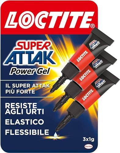 Loctite Super Attak Power Flex MINI TRIO GEL, Colla liquida trasparente e istantanea per materiali flessibili, Super colla resistente in formula gel, Colla per scarpe, pelle, gomma e cuoio, 3x1g