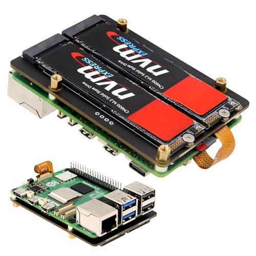 Geekworm X1005 Dual NVMe SSD Shield Bottom for Raspberry Pi 5, supports Hailo-8 AI Accelerator