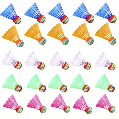 Naisfei Set di 25 palline da badminton in nylon, da badminton colorato, alta stabilità e durata, per sport interni ed esterni, allenamento, ricreazione ed esercizio.