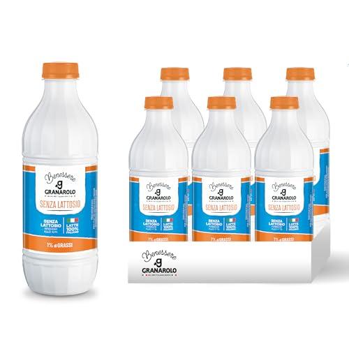 Granarolo Benessere, Latte UHT con 1% di Grassi, 6 Confezioni in bottiglia da 1L, Latte 100% Italiano, Facile da Digerire perché Senza Lattosio (<0,1%), a Lunga Conservazione