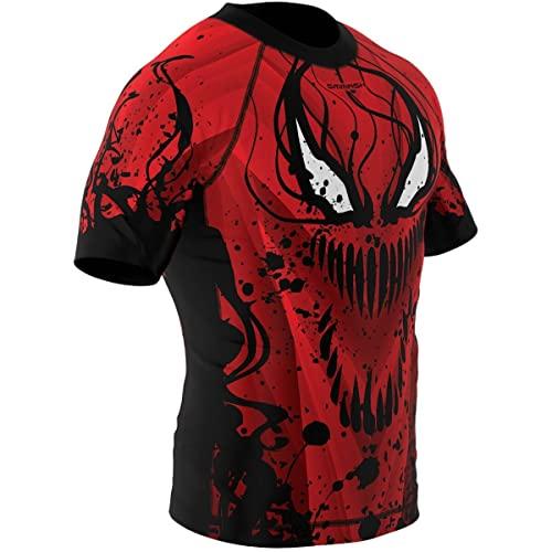 SMMASH Camicia Funzionale Uomo Rashguard Camicia Sportiva A Maniche Corte MMA Thaibox Muay Thai Kickboxing Traspirante Resistente All'Abrasione
