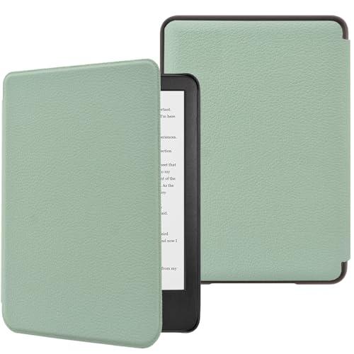 DMLuna Custodia per 6 Pollici Nuovo Kindle 11a Generazione 2024/2022, ultra sottile e leggera, custodia in pelle PU resistente e durevole, con funzione di spegnimento automatico-Agave verde