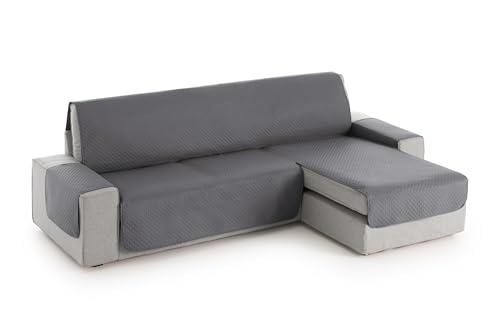 Textilhome Copridivano 3 Posti con Penisola Destro Adele – Trapuntato Reversibile Universale Gray | Copri divano Angolare 200 cm, Salvadivano Antigraffio per Gatti, Antimacchia