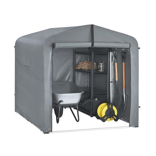 Sobuy Garage Auto per Esterno, Tenda per Bicicletta, Casetta da Giardino, Box Moto Impermeabile, Tendone per Auto, Moto e Attrezzi, Capanno da Giardino, Grigio, 159x219x165 cm, KLS11-L-DG