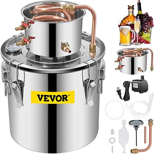 VEVOR Kit di Distillatore Alambicco in Acciaio Inox Rame Puro Materiale per Uso Alimentare Capienza del Serbatoio 19L, Kit Distillatore 30 x 30 cm per Liquore Acqua Distillata Vino con Pompa d'Acqua