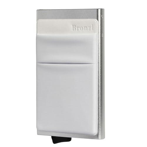 Bronzi Portafoglio Porta badge Uomo Slim - Protezione RFID Porta Carte Credito - Portacarte Mini Portatessere tascabile smart schermato
