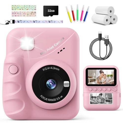 TIATUA Macchina Fotografica Bambini Istantanea, 3.0 Pollici 48MP Fotocamera Digitale Bambini con 32GB Scheda & Papier Photo, Regalo di Natale per Bambini dai 3-12 Anni