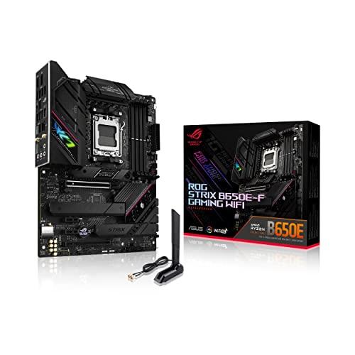 ASUS ROG STRIX B650E-F GAMING WIFI Scheda Madre Gaming ATX, AMD B650, AM5, DDR5, PCI 5.0, WiFi 6E (802.11ax), Intel 2.5Gb Ethernet, ROG SupremeFX 7.1, 3xM.2, 4xSATA 6GB/s, Aura Sync RGB, Nero
