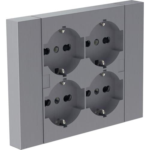 Electraline 22135 Multipresa da incasso Quadra 4 Posti Universali P40, compatibile con tutte le scatole da incasso 3 posti (muratura o cartongesso)
