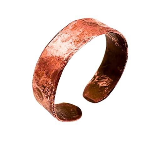 Antica Fucina Rho® - Anello Regolabile in Rame Grezzo | Fine ed Essenziale – Spessore del metallo 0,6 mm | Lavorazione Artigianale 100% Made in Italy | Unisex | Mod. Roma - Taglia 8-12 (57-67mm)