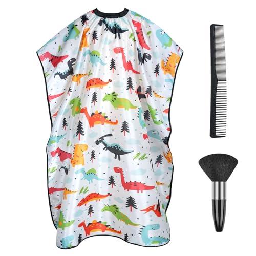 AYBUY Mantellina per Taglio Capelli, Bambini Taglio di Capelli Mantello con Pettine, Mantellina per Acconciatura Barbiere Collo Spazzola Set per Acconciatura, Salone(Bianco)