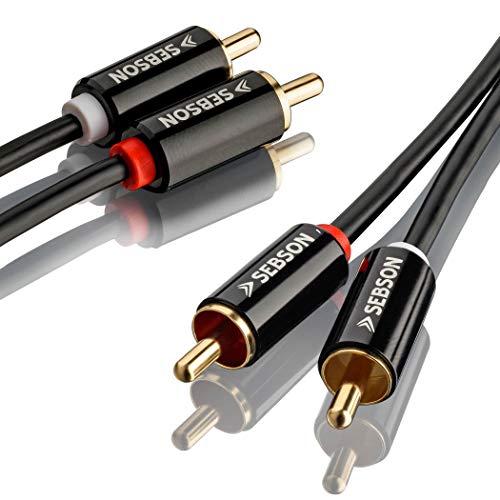 SEBSON Cavo Audio RCA 0.5m, 2 Maschio a 2 Maschio, Rosso e Bianco - Connettori per Impianti Stereo, Amplificatori, Home Cinema e Sistemi HiFi