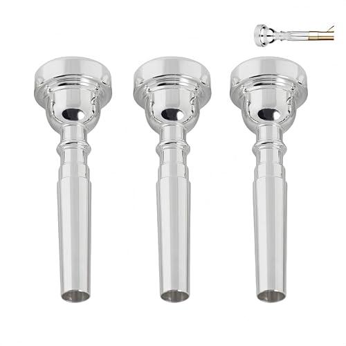 HJYDGJ 3 Pezzi Accessori per Strumenti Tromba Ottone Tromba Bocchino 3C 5C 7C Dimensioni Strumento Accessori Bocchino Tromba - Argento