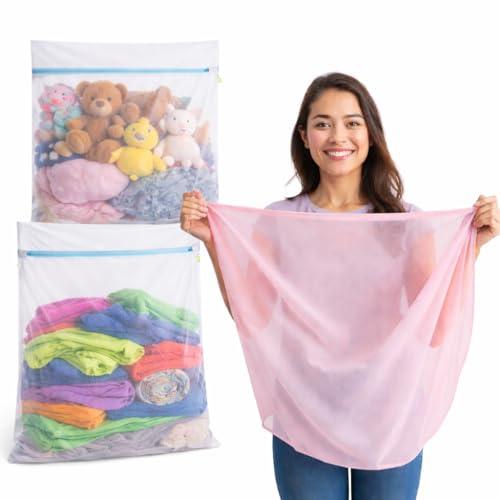 Set di 2 reti portabiancheria XXL di alta qualità, 60 x 90 cm, grande – rete per lavatrice, sacco portabiancheria in diverse misure, sacco e sacchetto per la biancheria con chiusura lampo