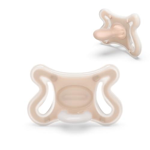Suavinex, Ciuccio neonato Zero Zero tettarella simmetrica SX Pro neonati da 0 a 6 mesi, Mini ciuccio per neonati prematuri, ipoallergenico, pelli sensibili, silicone delicato, Light