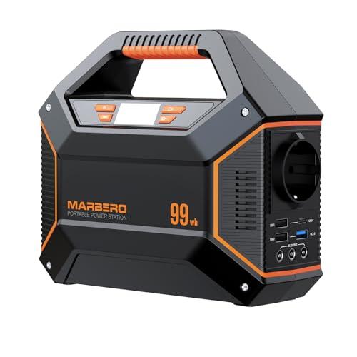 MARBERO Generatore di Corrente Portatile 99Wh 27.000mAh Power Bank con 150W Max Presa AC Centrale Elettrica Caricatore Portatile Luce LED SOS, per Campeggio Emergenza Casa Viaggi e Lavoro