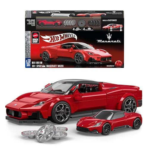 ​​Mattel Brick Shop Hot Wheels - Maserati MC20 Serie Speed, set da costruire con 250 pezzi, dettagli realistici e adesivi per personalizzare l'auto, 10+ anni, JFR90
