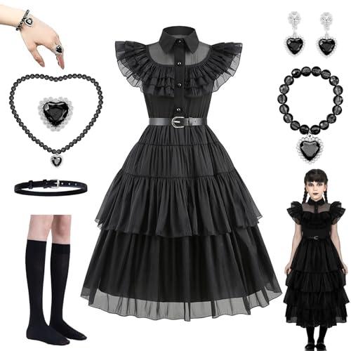YushengTai Costumi di Halloween, Abiti Neri per Bambine, Costumi Cinematografici per Feste Cosplay Mardi Gras
