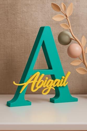 Lettera con nome decorativa personalizzata da appoggiare, stampata in 3D – Decorazione per cameretta o evento, stanza per bambini, regalo per compleanno, battesimo, 18 anni, festa (22x20x4 cm)
