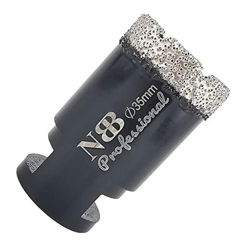 NBB Sega a tazza diamantata brasata sottovuoto con M14, per la perforazione professionale a secco o bagnato su porcellana dura, ceramica, piastrelle, granito (35mm)