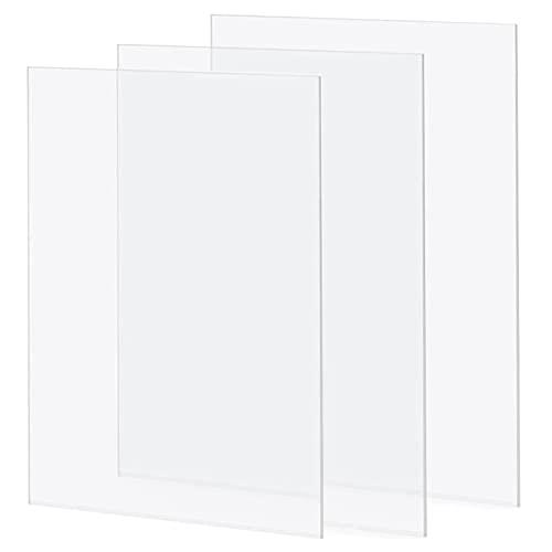 GSHUR Confezione da 3 fogli in acrilico trasparente formato A3, 42 x 29 cm, in plexiglass trasparente, spessore 2 mm, pannelli in plexiglass trasparente per decorazioni, display, cornici, pittura