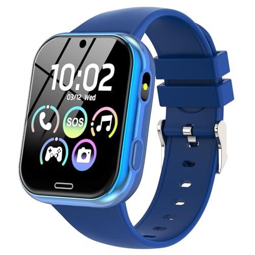 Orologio Smartwatch per Bambini, Telefono Intelligente per Ragazza Ragazzo con 19 Giochi, Contapassi, Musica, Fotocamera, SOS, Torcia, Sveglia Regalo Smartwatch per Bambino 4-12 Anni Regalo, Blu scuro