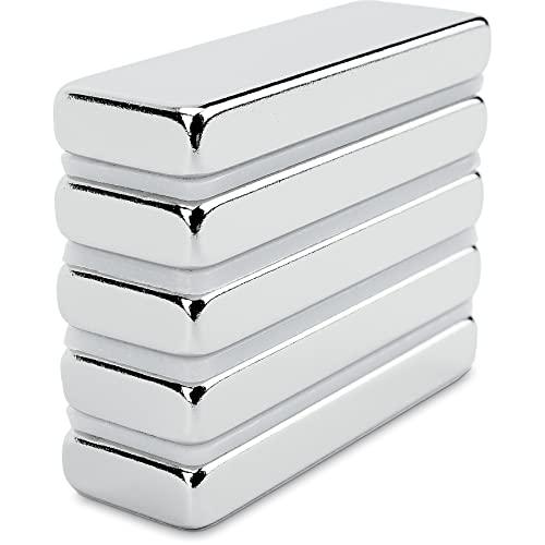 Sensei 5 pezzi Magnete rettangolare al neodimio 30x10x4 mm, magneti a barra al neodimio extra forti con capacità di carico di 5,4 kg