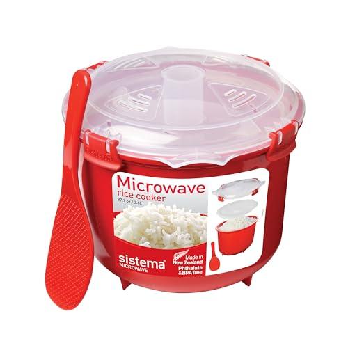Sistema cuociriso per microonde | 2,6 l | Cuociriso piccolo lavabile in lavastoviglie | Senza BPA | Rosso