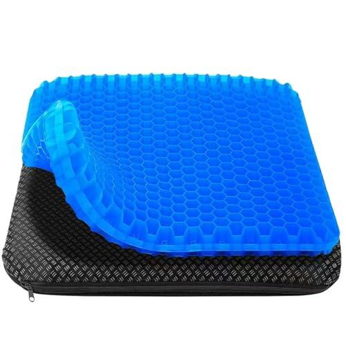 HSSGGV Cuscino antidecubito, Cuscino in gel,Cuscini sedie – Migliora il comfort della seduta, con rivestimento antiscivolo e lavabile (Blu, 43 * 39 * 4)