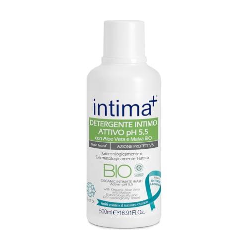 Intima+ | Detergente Intimo BIO Attivo, Detergente Intimo Ph 5.5, Detergente con Aloe Vera e Malva BIO, Detergente ad Azione Protettiva, Certificato ICEA, Confezione da 500ml