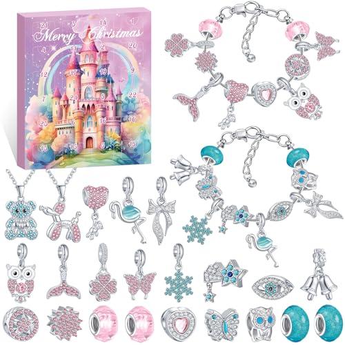 AVAKY Calendario Avvento 2025 Bambina Gioielli, Calendario Dell'Avvento Kinder Fai da te, Calendario Avvento Braccialetti Collane Charms Kit, Regalini Natale Bambini Ragazza 5 6 7 8 9 10 11 12 13 Anni