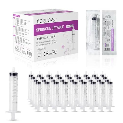 BORNOVA - 10 ML /100 pezzi - 100 Distributori di Liquidi in Plastica senza ago per Laboratori, Misurazione di Liquidi, Giardinaggio, Alimentazione Animale e Uso Industriale (10 ml / 100 pezzi)