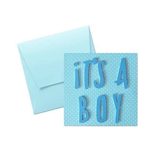It's a boy - carta a pois - motivi a rilievo - biglietto d'auguri (formato 12 x 12 cm) - vuoto all'interno, ideale per il tuo messaggio personale - realizzato interamente a mano.