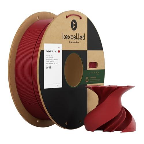 kexcelled PLA Mat Filamento per Stampante 3D 1,75 mm +/- 0,03 mm, Texture di Colore Matta, Adatto a Moltissime Stampanti FDM, Bobina da 1 kg (2,2 lbs), Rosso Ciliegia