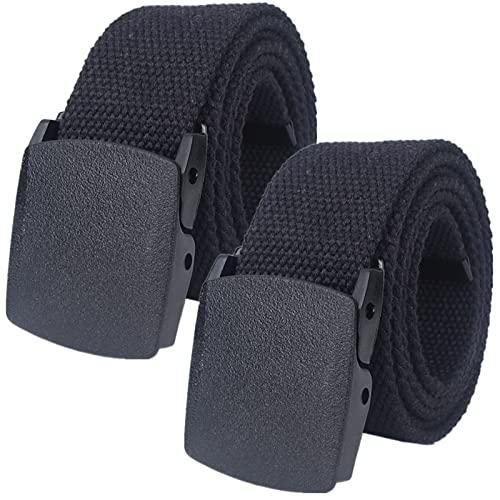 EFARMA Cintura Elastica in Tessuto Elasticizzato, Cinture for Uomo Donna Cintura Militare in Tela di Cotone Cintura Tattica a sgancio rapido, Confezione da 2 (Color : Black, Size : 130CM/51inch)