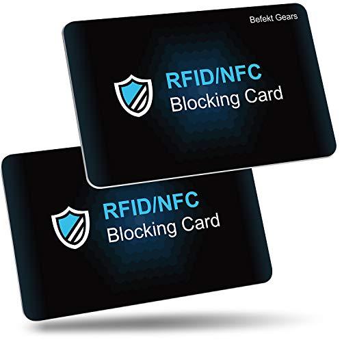 Befekt Gears Carta di Blocco Protezione RFID Protection Card, 2 Pezzi Carte Anti RFID/NFC, Protezione Contactless per Carte di Credito, Documenti di Identità, Passaporto etc.
