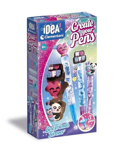 Clementoni Idea - Create Your Pens: Best Friends Forever, Laboratorio delle Penne Personalizzate, Kit Creativo per Bambini 6+ Anni, con 3 Penne Personalizzabili con Inchiostri e Accessori, 18872