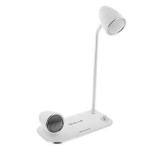 Tellur Nostalgia Caricabatterie da Tavolo Wireless 15W, Altoparlante Bluetooth 5W, Lampada da Tavolo (Bianco)