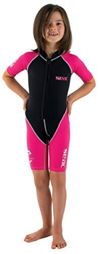 SEAC Dolphin, Muta Shorty in Neoprene da 1.5 mm e Lycra per il Nuoto, lo Snorkeling e il Gioco in Acqua Unisex Bambini, Fucsia/Nero, 9 Anni
