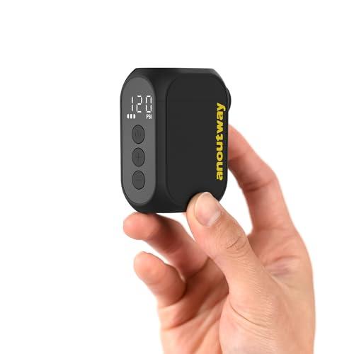 anoutway Mini pompa per bicicletta, pompa per bicicletta con manometro digitale, pompa per aria elettrica per bicicletta, spegnimento automatico per mountain bike, bicicletta da corsa AT1 PRO
