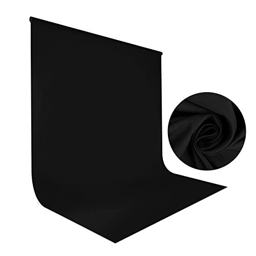 Sfondo Nero Foto Video 1,5 x 2m, Bonvvie Sfondo Fotografico Resistente Alle Rughe, Lavabile Sfondo Mussola per Studio Fotografia, Televisione, Zoom, YouTube, Riunioni Online