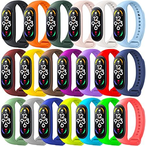 BANGTING 20 Pezzi Cinturino Compatibili con Xiaomi Mi Band 7 / Mi Band 6 / Mi Band 5 / Amazfit Band 5, per Mi Smart Band 7 Bracciale (20 Colori)