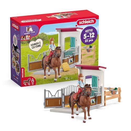 schleich 42710 Box per cavalli con Hannah e Cayenne di Horse Club, da 5 anni, HORSE CLUB - Playset, 25 pezzi