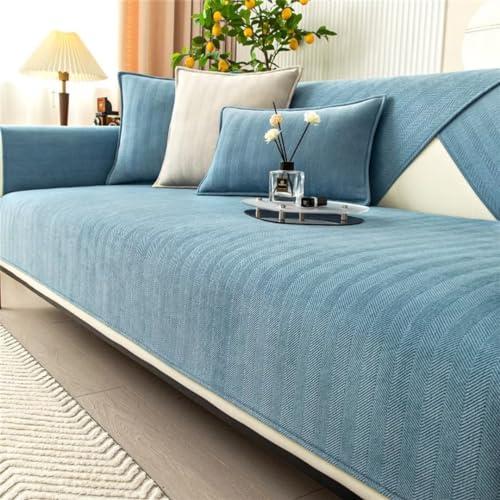 BKDWSK Striped Chenille Anti-Scratch Couch Cover,Funnyfuzzy Sectional Sofa Cover,Washable Anti-Slip Dog Sofa Cover,Herringbone Sofa Slipcover,70x150cm