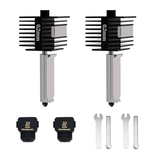 A1 Mini High Temp Hotend 0.2mm, 2 pcs Hotend per stampante 3D Bambu Lab A1/A1 Mini con Scanalatura e Chiavi Ugello in Hardened Steel+Blocco Chrome Plated Brass+Calza in Silicone Struttura Integrata