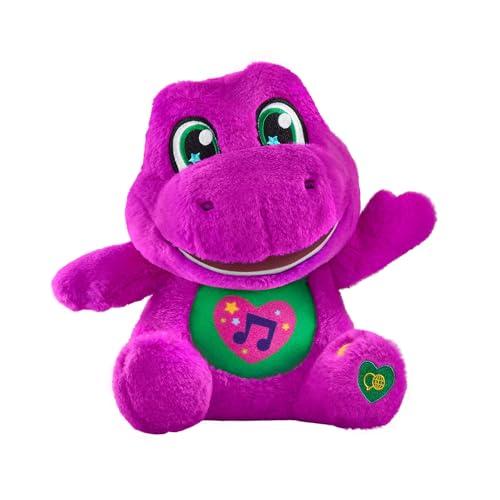 Barney – Barney canterino, peluche 25+ cm con suoni, riproduce 10 frasi e 5 canzoni multilingue, inglese, francese, tedesco, italiano e olandese, Giocattolo per bambini, 2+ anni, JGT51